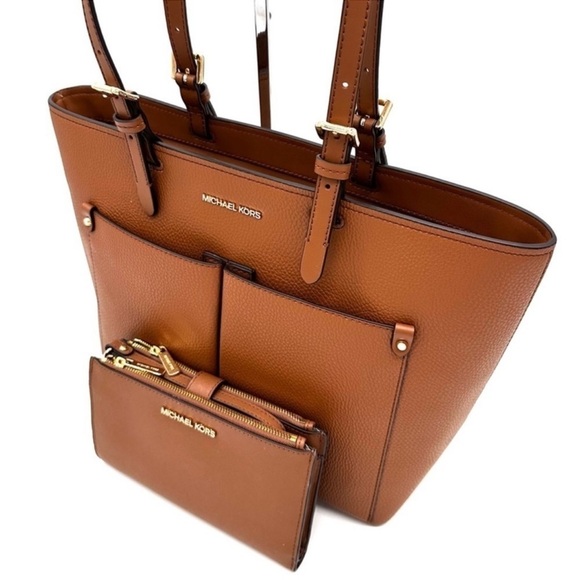 Michael Kors Jet Set Medium Pocket Tote Bag & Large Double Zip Wallet Luggage - Picture 12 of 16